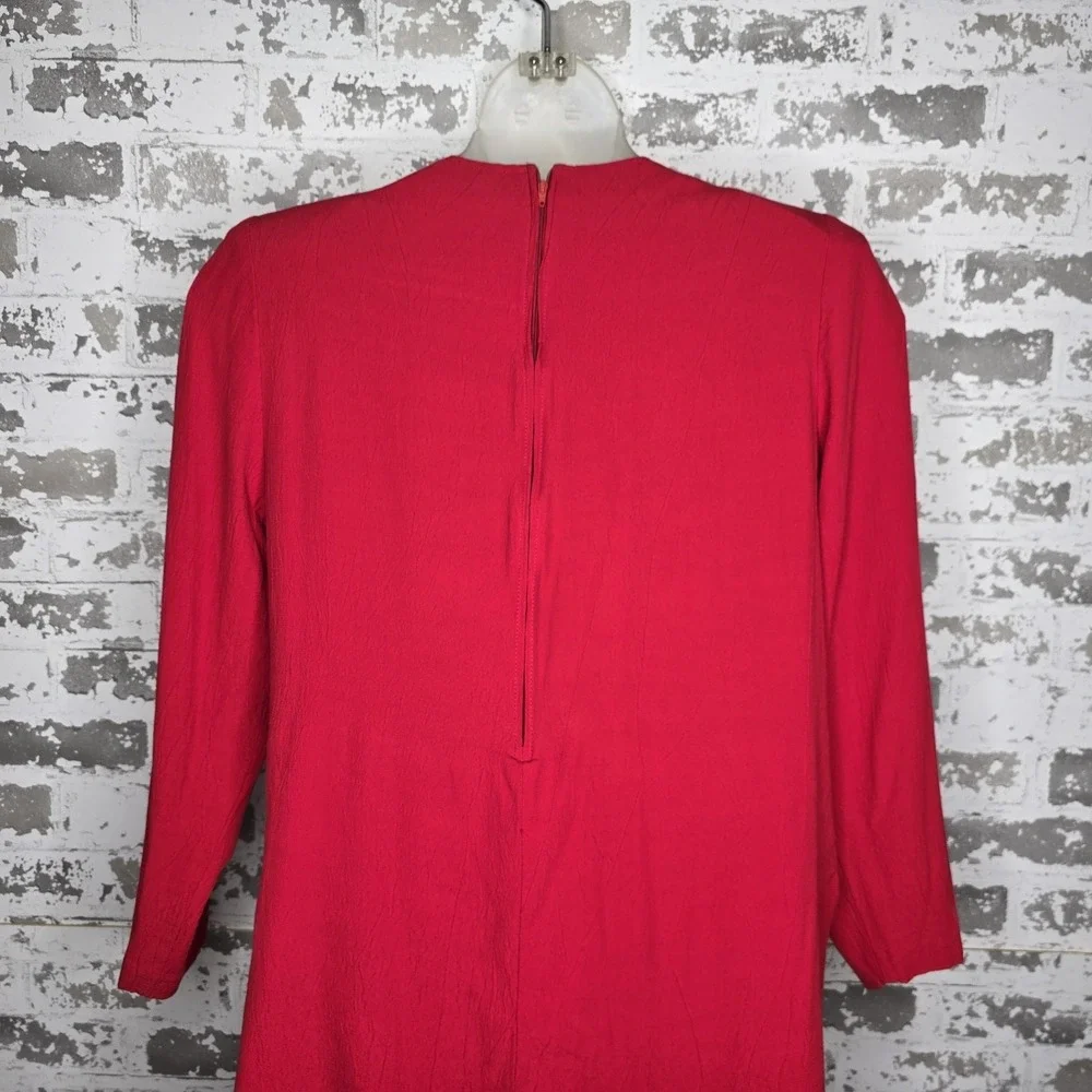 Nina Piccalino 2 Piece Pants Suit Womens Size 12 Red 100% Rayon Vintage USA Made